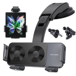 갤럭시 Z 폴드 6 5 4 S24 플립 아이폰 16 프로 맥스용 듀얼 코일 스크린 차량용 무선 충전기 겸 거치대