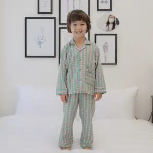 솔로 하트 국산 순면 남 유아 아동 주니어 긴팔 잠옷 파자마 세트