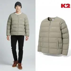 [백화점 출고] K2 패딩 남자 부스트 트리퍼 U넥 슬림 다운 탄 베이지 구스 넥리스 경량 숏 자켓 점퍼