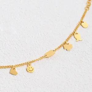 여자 순금 스마일 하트 클로버 물고기 팔찌 15g [심플 스틱 아이콘 멀티]