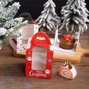 [레드캣]10개 세트 크리스마스 투명창 1구 머핀 상자 컵케이크 선물 포장 박스
