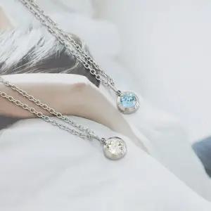 써지컬스틸 12 탄생석 스톤 코인 펜던트 목걸이