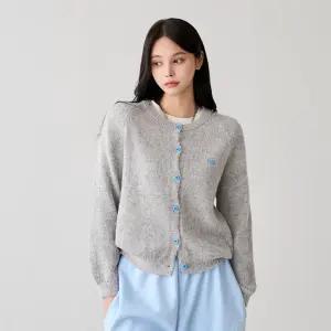 [피핀] 울 혼방 라운드넥 배색 자수 가디건 #22629
