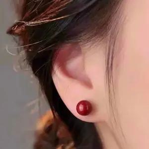 붉은빛 스터드 잇템 S925 사이즈별 추천템 진사 귀걸이 액막이