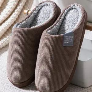 푹신한 남성 털 실내화 스웨이드 남자 실내화 따뜻한 거실화 겨울