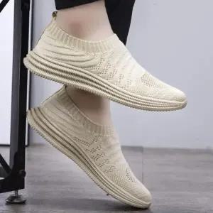 끈없는 니트 운동화 남성 슬립온 패션 슈즈