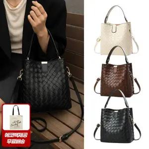 [에코백증정] 엔비 노블 위빙 크로스백 가죽 버킷백 크로스백 클래식