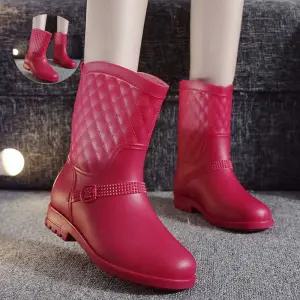 여자 빨강 미들 장마철 신발 여름 사이즈 방수 장화 예쁜 부츠 낚시 비오는날신발 여름 용 준비 농사일숏