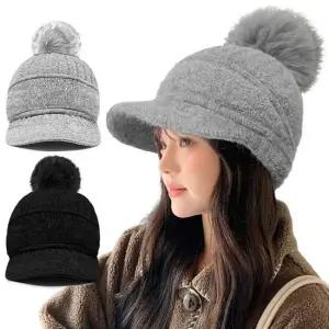 극세사 이중니트 방울 모자 SUPE 슈프 벨벳 챙니트