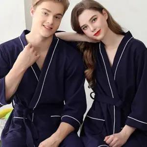 나이트 와플 샤워 가운 호텔식 커플 샤워 가운 목욕 여성