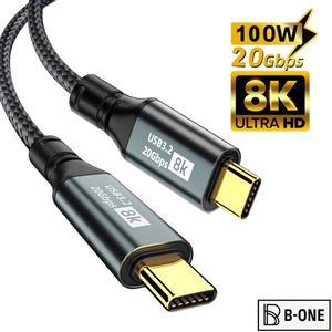 PD100W USB 3.2 20Gbps ThunderBolt 3 유형 C-유형 C 케이블 iPhone 15 Pro Max MacBook 용 8K@60Hz 데이터