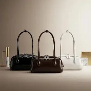 PODAK 글로시 바게트백 여성 가방 스퀘어 숄더백 미니 유광