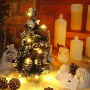 led 크리스마스 트리 20cm 탁상용 장식용 미니 크리스마스 트리 연말 전구 조명 겨울