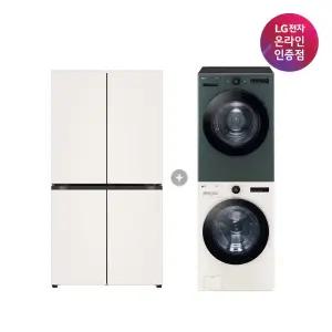 LG 디오스 오브제컬렉션 매직스페이스 냉장고 + LG 트롬 세탁기건조기 세트 (T875MEE111 + FX24ENE-GNG)