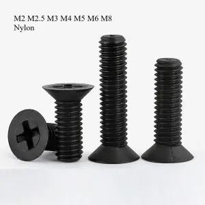 검정색 나일론 접시 머리 나사 M2 M2.5 M3 M4 M5 M6 M8 플라스틱 필립스 플랫 헤드 나사 볼트