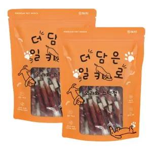 더담은 일키로 x2팩 대용량 애견간식 오리와스틱껌