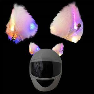 사랑 고양이 헬멧 LED 발광 오토바이 조명 플래시 액세서리 분리형 스트립 장식