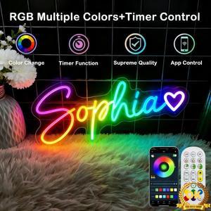 맞춤형 네온 LED 사인 RGB 다색 조광 가능 라이트 침실 웨딩 장식