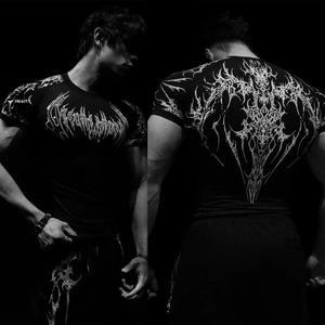 Breathedivinity 아메리칸 스타일 피트니스 남자 티셔츠 빠른 건조 탄성 바디 슈트 다크 스타일 스포츠웨어