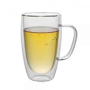 [하프클럽/]450ml 로하티크리스 손잡이컵 유리컵 이중 유리컵 유