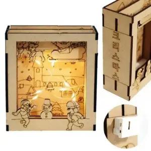 ( )우드공예 MDF DIY 우드 입체 LED스토리북 크리스마스 열개