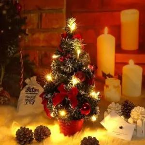 크리스마스 미니화분트리 레드 아담한 인테리어 꾸미기 조명 친구 선물 카페