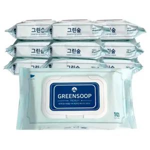 그린숲물티슈(100매)-30개 캡형/국산/저자극/피톤치드