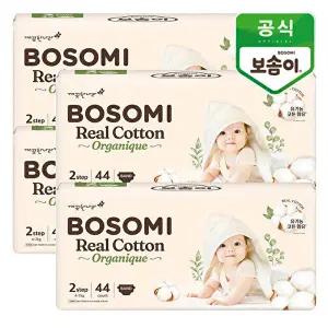 [깨끗한 나라]보솜이 리얼코튼 오가니크 소형 공용 44개입x4팩