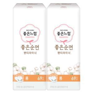 좋은느낌 좋은순면 팬티라이너, 롱, 69매, 2개