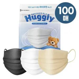 [100매]국산 허글리 라이트핏 MB필터 덴탈 컬러 마스크