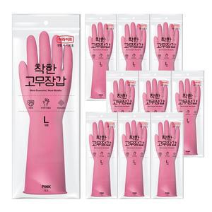 [롯데이라이프]롯데 e-life 고무장갑 NEW 핑크 (대) 10개입