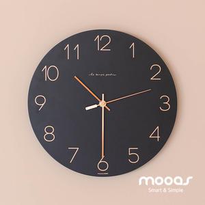 [무아스] 플랫우드 블랙라벨 무소음 벽시계