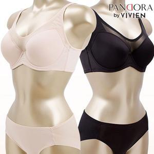 (판도라바이비비안)VBR7084_VBP7084P 빅사이즈 베이직 풀컵 와이어 몰드 브라팬티세트(소프트브라운,블...