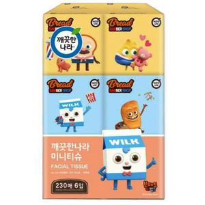 브래드이발소 미니각티슈 230매 6개 미용티슈 e나누미