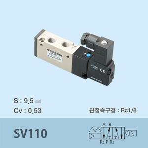 신영제어기 공압솔레노이드밸브 SV110 (5포트 2위치, 싱글 솔레노이드밸브 파일럿형, 직배관형)