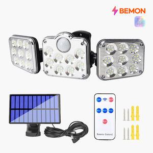 138 LED 3방향 태양광 충전 센서등 자동감지 정원등 각도조절 벽등