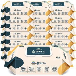 [유니라인] 깨끗한 수 물티슈 100매 x 24팩 캡형