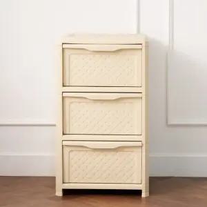 비비 슬림 3단서랍장 (라탄무늬 서랍장/하중1000kg/라운드마감) 국내제작