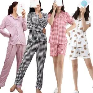 카라 반팔 긴팔 잠옷 세트 여성 파자마 여자 홈웨어 상하 실내복 이지웨어 2종