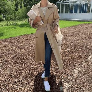 [디작소]여성 가을 트렌치코트 베이직 심플 버피