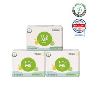 국내 제조 잇츠미 슬림 유기농 순면커버 생리대 3팩