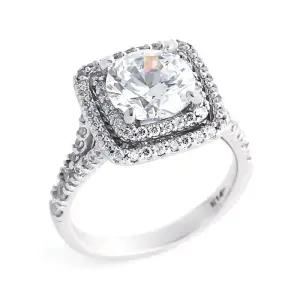 갤러리아 [비앤비골드] 18K 엘레강스 사각 큐빅 웨딩링 반지 RSS35991