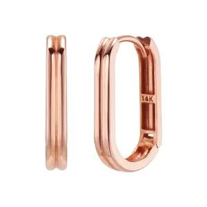 14K 귀걸이 원터치 링 금귀걸이 트윈 라인