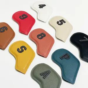 피스탑 컬러 아이언커버 골프채 클럽 가죽 헤드 커버 세트