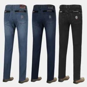 남성 여름 지퍼 워싱 스판 청바지 G579 중년