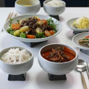 [텐바이텐]핸드메이드 블랙 굽높은 그릇 묘미 2인 12p 그릇세트