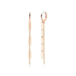 [비앤비골드] 14K/18K 클립 드롭 롱체인 귀걸이 한쌍 QUE37689