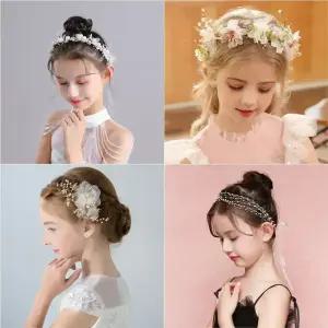 여아 주니어 콩클 연주회 드레스 웨딩 화동 파티 화관 티아라 머리띠