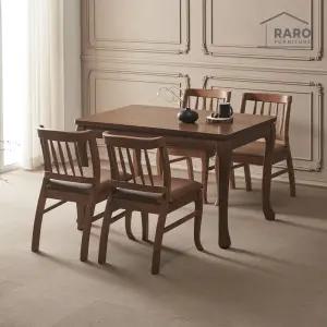 [/착불배송] 크라운 1200 고무나무 원목 4인 식탁 세트 (식탁+의자4)