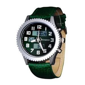 [보아미고]사츠 앤 보아미고 남자 가죽시계 패션시계 캐주얼시계 듀얼 led 남성시계 손목시계 F516 그린